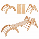 VEVOR 5-in-1 Montessori medinis laipiojimo rinkinys mažyliams 1&ndash;3 m. &ndash; trikampis, rampa, arka &ndash; vidaus žaidimų aik&scaron;telė, 72,5 kg