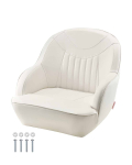 VEVOR Vandeniui Atspari Valties Kapitono Kėdė su Ergonomi&scaron;ka Auk&scaron;ta Atrama, Storu Putplasčio Pamink&scaron;tinimu ir PVC Oda, Balta, 13.5x13.5 cm Tvirtinimas