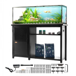VEVOR akvariumo stovas 75 galonams su spinta ir maitinimo bloku, juodas plienas ir MDF, 132&times;50&times;82 cm, 284 kg