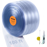 VEVOR skaidri rifliuotas PVC juostinis užuolaidų ritinys, 30.48m x 30.5cm x 3mm, patvarios plastikinės durų juostos sandėliams, garažams, naminiams gyvūnams