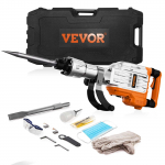 VEVOR 3500W elektrinis griovimo plaktukas, 60J smūgis, 1900 BPM, 2 kaltai, 360&deg; rankena, pir&scaron;tinės, dėklas, 220V betono laužytuvas