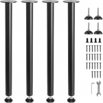 VEVOR 711,2mm Reguliuojamos Plieninės Stalo Kojos, 4 vnt. Rinkinys, 544,3kg Apkrova, Juodos Baldų Kojelės DIY Stalams