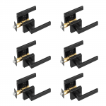 VEVOR 6 vnt. matinės juodos universalios vidaus durų rankenos, be užrakto, 45&deg; atidarymas koridoriams ir spintoms