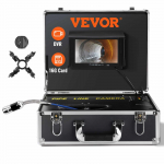 VEVOR kanalizacijos tikrinimo kamera su 17.8 cm LCD, 1000TVL IP68 kamera, 20 m kabeliu, 12 LED, DVR ir 16GB SD kortele