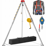 VEVOR Gelbėjimo trikojis rinkinys uždaroms erdvėms su 816,4 kg gervė, 2,13 m kojomis, 30 m lynu, 10 m kritimo apsauga ir krep&scaron;iu