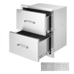 VEVOR nerūdijančio plieno dvigubos BBQ stalčiai 45x51x31 cm, lauko virtuvės saugykla su rankena, įleidžiamas dizainas