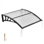 VEVOR 97&times;102 cm skaidri polikarbonato durų stogelis su ABS laikikliais, drenažu ir UV50+ apsauga nuo lietaus, sniego ir saulės