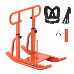 VEVOR plieninės jėgos rogės greičio ir stiprumo treniruotėms &ndash; reguliuojama rankena, 125kg apkrova, tinka 25/51mm diskams, oranžinė