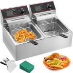 VEVOR 5000W Komercinis Dvigubas Gruzdintuvas 2x6L Alyvos Talpa, Dviguba Temperatūros Kontrolė, Nerūdijantis Plienas, Lengvas Valymas