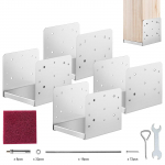 VEVOR 190x200mm reguliuojami stulpų pagrindai, 4 vnt. nerūdijančio plieno inkarai 8x8 stulpams, atsparūs korozijai