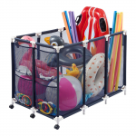 VEVOR didelė baseino daiktadėžė su ratukais, tinklinis žaislų ir čiužinių laikiklis su &scaron;oninėmis ki&scaron;enėmis, tvirtas rėmas baseinams