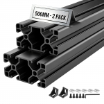 VEVOR 2 vnt 4080 aliuminio profilis 500 mm T formos griovelis, 6063-T5 anoduota linijinė kreiptuvė 3D spausdintuvams, CNC ir DIY staklėms, juoda