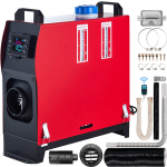 VEVOR 12V 5kW dyzelinis oro &scaron;ildytuvas su LCD ir pulteliu, viskas viename stovėjimo &scaron;ildytuvas su duslintuvu automobiliui, sunkvežimiui, valčiai