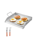 VEVOR Nerūdijančio Plieno Plok&scaron;čias Kepimo Pavir&scaron;ius 45x40cm, Universalus BBQ Grotelių Padėklas su Rankenomis, Kempingui ir Lauko Gaminimui