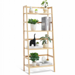 VEVOR 4 pakopų bambukinė kopėčių lentyna &ndash; pastatoma lentyna, augalų stovas ir knygų lentyna, natūrali, 4 lentynos, 15kg/lentyna