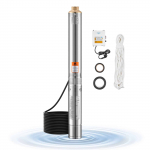 VEVOR 1100W giluminis panardinamasis vandens siurblys, 230V, 65 L/min, 85 m pakėlimo auk&scaron;tis, 20 m laidas, nerūdijantis plienas, su valdymo dėže, IP68