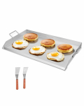 VEVOR 91x56 cm nerūdijančio plieno plok&scaron;čias grilis dujinei kepsninei, ne&scaron;iojama teppanyaki plok&scaron;tė su rankena BBQ ir stovyklavimui