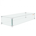 VEVOR Stačiakampis stiklinis vėjo užtvaras lauko židiniui 96.5x26.7x15cm, 8mm grūdintas stiklas dujoms/propanui