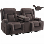 VEVOR elektrinė dvivietė masažinė sofa su &scaron;ildymu, USB, puodelių laikikliais ir saugykla, zom&scaron;inis audinys, 150kg/vieta