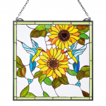 VEVOR Tiffany stiliaus vitražinis langas 502x520 mm su grandinėle, rankų darbo, kabinamas retro dekoras namams ar virtuvei