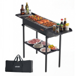 VEVOR sulankstomas anglinis grilis 0,2 m&sup2;, ne&scaron;iojamas BBQ su reguliuojamu auk&scaron;čiu, &scaron;oniniais stalais ir krep&scaron;iu stovyklavimui