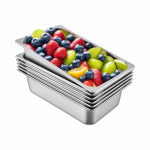 VEVOR 6 vnt. pilno dydžio nerūdijančio plieno garų stalčiaus indai 53x32,5x14,2 cm, 20,5L, atsparūs įlinkiams, orkaitėms, banketams