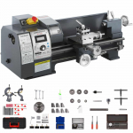 VEVOR 750W mini metalo tekinimo staklės 20x40cm su MT3 kūgiu, 4 žandikaulių griebtuvu, 9 peiliais, 0&ndash;2250 RPM, lempa ir priedais