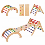 VEVOR 5-in-1 Montessori medinis laipiojimo rinkinys vaikams 1&ndash;3 m. &ndash; trikampis, rampa ir arka, vidaus žaidimų aik&scaron;telė, iki 72.5 kg