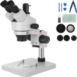 VEVOR 3.5X-90X Trinokulinis stereo mikroskopas su 360&deg; pasukama galva ir 20 cm stovu laboratorijoms ir elektronikai