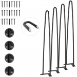 VEVOR 711,2mm metalinės plaukų segtuko formos stalo kojos, 4 vnt., 226,8kg apkrova, atsparios rūdims, su guma