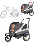 VEVOR 2-in-1 &scaron;unų dviračio priekaba ir vežimėlis vidutiniams ir dideliems &scaron;unims, iki 45 kg, sulankstomas rėmas, pavadėlis, jungtis