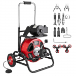 VEVOR elektrinis kanalizacijos valymo įrenginys 30 m x 12,7 mm, auto padavimo sraigtas, 8 peiliai, laipiojimo ratai, 50&ndash;150 mm vamzdžiams