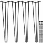 VEVOR 45,7 cm juodi plaukų segtuko formos stalo kojelės, 4 vnt. rinkinys, 3 strypai, 100 kg apkrova, stalui, suolui, baldų gamybai