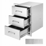 VEVOR Nerūdijančio Plieno Trijų Lygių BBQ Stalčiai 40x54.6x45.7 cm &ndash; Lauko Virtuvės Saugojimo Sprendimas su Sklandžiu Slankiojimu