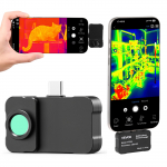 VEVOR termovizorius telefonui 512x384 su makro objektyvu, 25 Hz, -20&deg;C iki 550&deg;C, skirta Android ir iOS