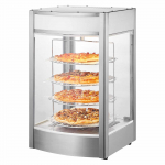 VEVOR komercinis 4 lygių picos &scaron;ildytuvas su vitrina 35 cm picai, 30&ndash;85&deg;C temperatūros kontrolė, LED ap&scaron;vietimas, garų &scaron;ildymas