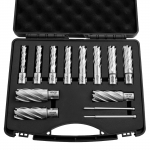 VEVOR 13 dalių HSS žiedinių grąžtų rinkinys 3/4" kotas 51 mm gylis 11&ndash;27 mm skersmuo su centruojančiais kai&scaron;čiais magnetiniams gręžtuvams