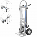 VEVOR 3-in-1 tvirtas aliuminio sulankstomas rankinis vežimėlis su 350kg apkrova, 2/4 ratai, laiptų kopiklis