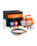 VEVOR 217 L/min Vienpakopinis AC vakuuminis siurblys su manometru ir žarnomis R134a R12 R22 R502 HVAC sistemoms