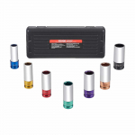 VEVOR 1/2" pavaros gilzinis smūginis raktų rinkinys, 7 vnt. metrinės veržlės (17&ndash;27 mm), su dėklu, automobilių remontui
