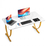 VEVOR vadovo ra&scaron;omasis stalas 160x80 cm &ndash; baltas ir auksinės spalvos, modernus kompiuterio stalas namams ir susitikimams