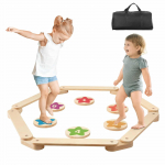 VEVOR 6 vnt. medinių pusiausvyros sijų rinkinys vaikams 2&ndash;6 m., Montessori žaislas koordinacijai, naudoti viduje/lauke