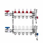 VEVOR grindinio &scaron;ildymo kolektorius, 5 at&scaron;akos, 1/2'' PEX, nerūdijantis plienas, 5 L/min, su adapteriais ir termometrais