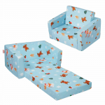 VEVOR 2-in-1 vaikų paverčiama sofa-lova, sulankstoma mažylių kėdutė-sofa, mink&scaron;ti ir saugūs baldai žaidimų kambariui, &scaron;viesiai mėlyna