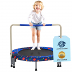 VEVOR 91 cm vaikų batutas, sulankstomas mini batutas su rankena naudoti viduje ir lauke, saugus žaidimas vaikams nuo 3 metų