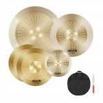VEVOR 4 dalių būgnų lėk&scaron;čių rinkinys i&scaron; lydinio 254/355/400/505 mm &ndash; Hi-Hat, Crash, Ride, Splash, žemas triuk&scaron;mas, su krep&scaron;iu