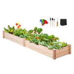 VEVOR Medinė Pakelta Sodo Lysvė 240x61x25 cm, Atvira Apačia su Įrankiais ir Etiketėmis, Daržovėms/Gėlėms/Žolelėms, &Scaron;viesi mediena