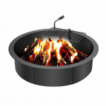 VEVOR 89 cm laužavietės žiedas su BBQ grotelėmis, plieninis įdėklas, vir&scaron;/po žeme, stovyklavimui ir laužams lauke