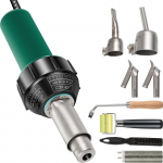 VEVOR 1600W plastiko suvirinimo rinkinys 220V su 8 antgaliais, PVC/PP/PE kar&scaron;to oro suvirintojas, reguliuojamas 40&ndash;600&deg;C, 3 m laidas