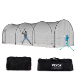 VEVOR 10x3,7x3m Beisbolo ir Softbolo Treniruoklių Narvas su Rėmu, Ne&scaron;iojamas Smūgių Narvas su Krep&scaron;iu, Uždara Konstrukcija